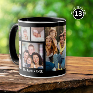 13 Photo Collage Best Family nånsin, Namn Black Mugg