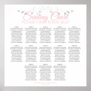 13 Sätesdiagram för Rosa och Grått Bröllop Poster