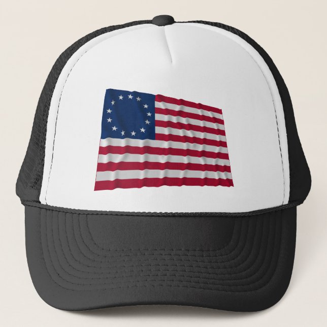 13 stjärnaflagga, Betsy Ross mönster Truckerkeps (Framsida)