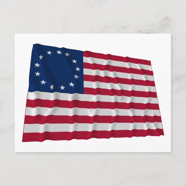 13-stjärnig flagga, Betsy Ross mönster Vykort (Framsida)