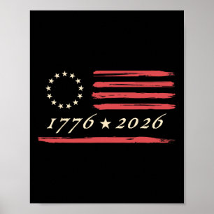 13-stjärniga Betsy Ross American US Flagga 4:e jul Poster