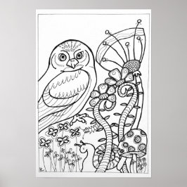 13 x 19 färgämnen poster med uggla