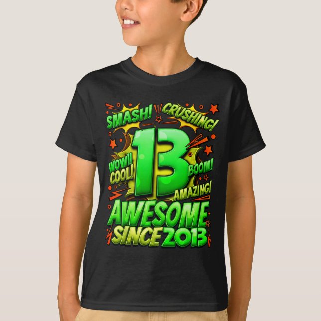13 Year Old For Boys 13th Birthday Boy 13 Year Old T Shirt (Framsida)
