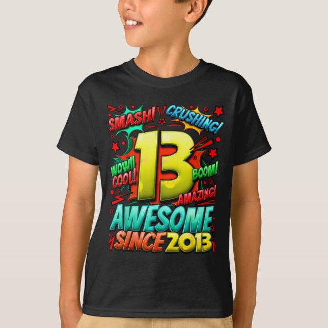 13 Year Old For Boys 13th Birthday Boy 13 Year Old T Shirt (Framsida)