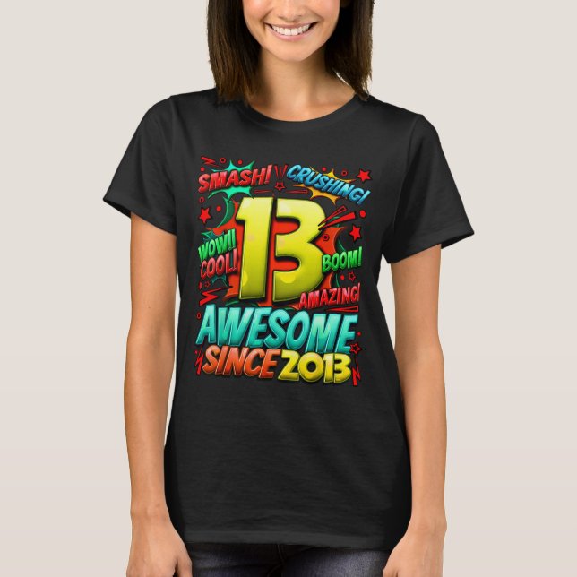 13 Year Old For Boys 13th Birthday Boy 13 Year Old T Shirt (Framsida)