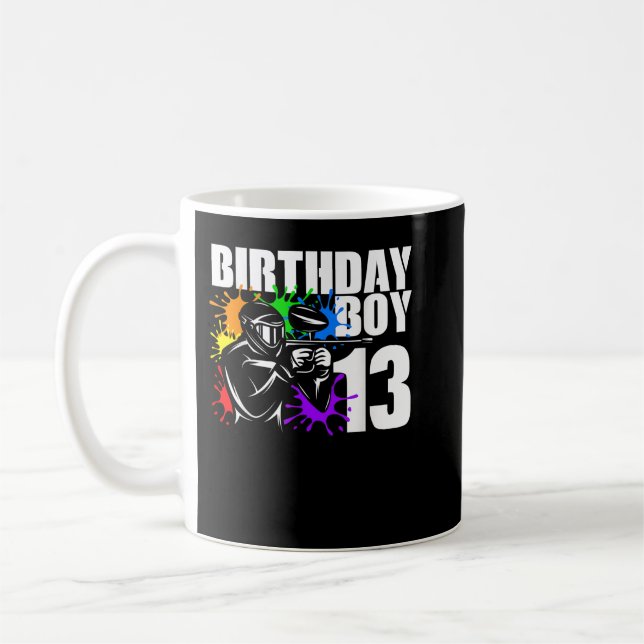 13 Year Old Paintball Birthday Party Boys 13th Gif Kaffemugg (Vänster)