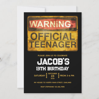 13 Year Old Teenage Birthday Boy Inbjudningar