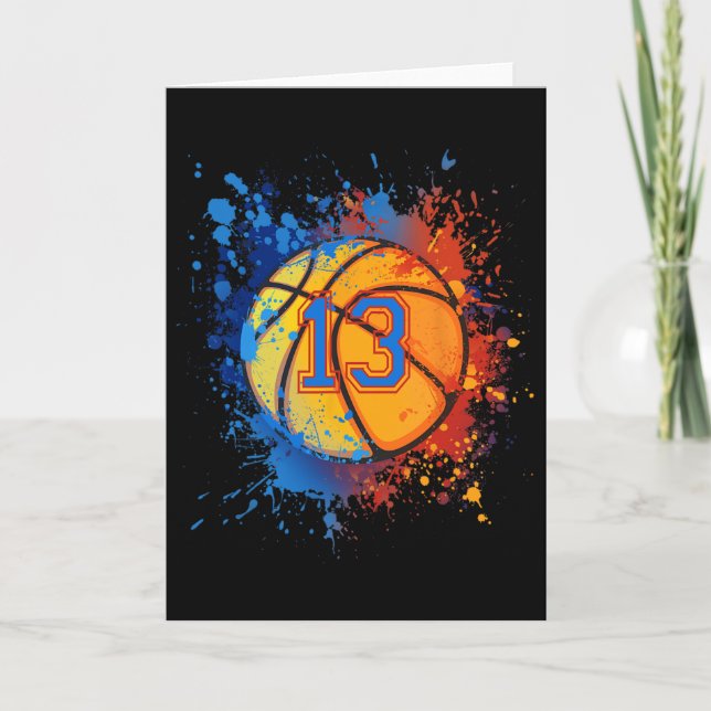 13 Years Old 13th Birthday Sketll Gift For Boys Pa Kort (Framsida)