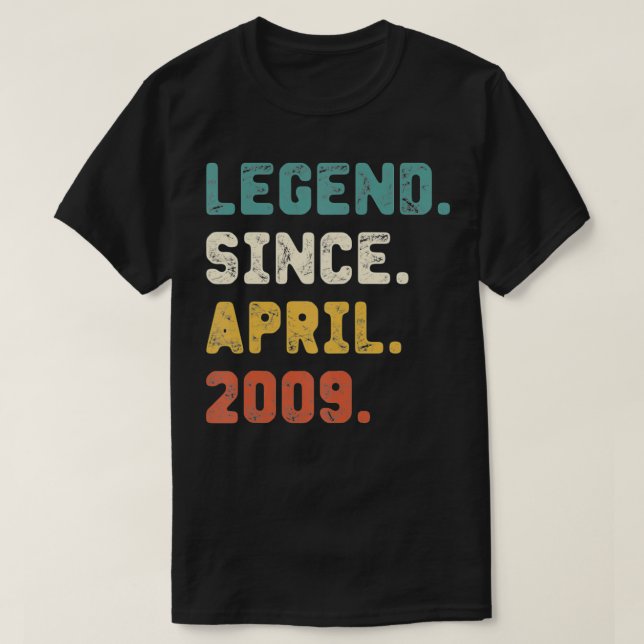13 Years Old Gifts Legend Since April 2009 13th Bi T Shirt (Design framsida)
