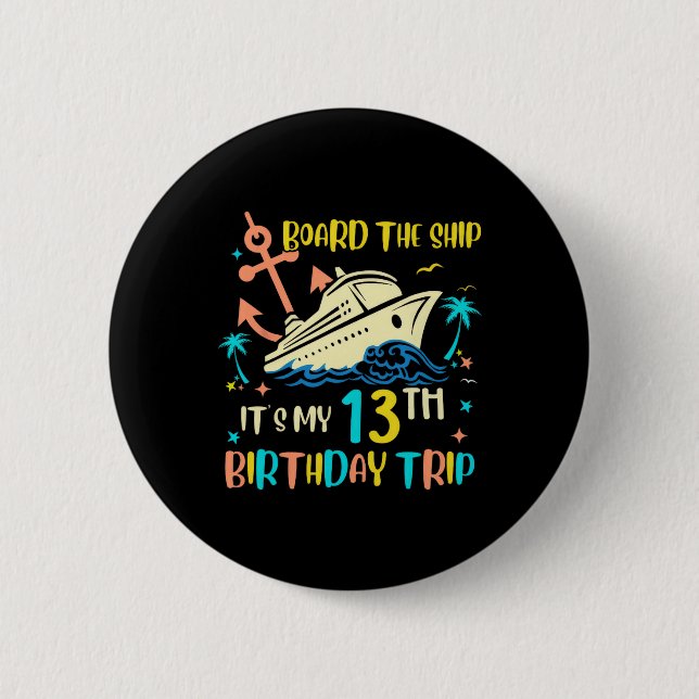 13th Birthday Cruise Trip Funny Nautical Vacation  Knapp (Framsida)