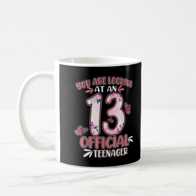 13th Birthday Gift 13 Year Old Official Teenager B Kaffemugg (Vänster)