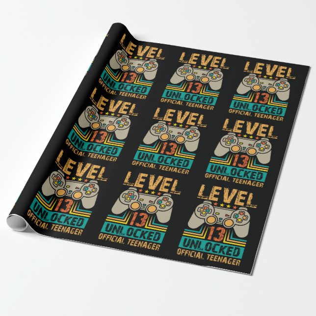 13th Birthday Gift Boys Level 13 Unlocked Official Presentpapper (Utrullad)