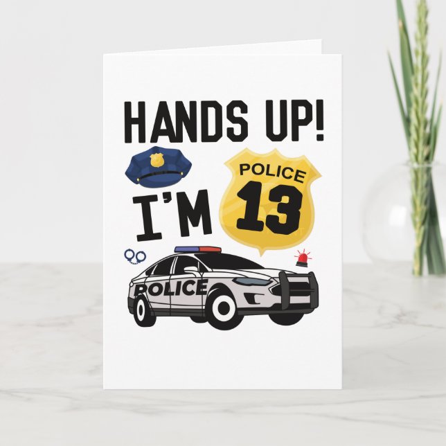 13th Birthday Gift Police Officer 13 Year Old Boy Kort (Framsida)