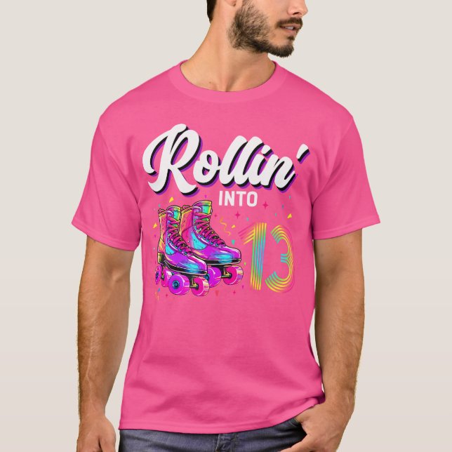 13Th Birthday Girl 13 Year Old Roller Skate Skatin T Shirt (Framsida)
