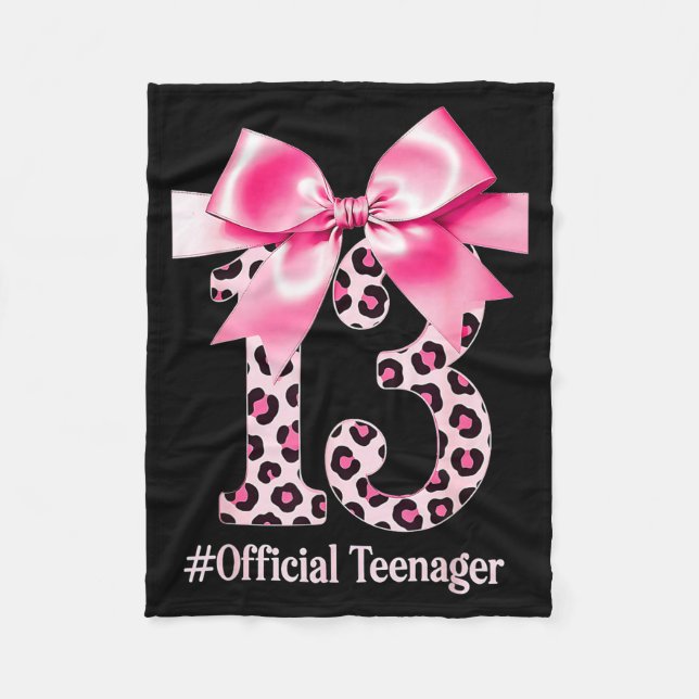 13th Birthday Girl Nk Coquette Bow Leopard 13 Year Fleecefilt (Framsidan)