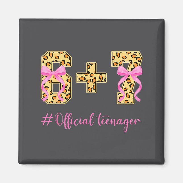 13th Birthday Girl Nk Coquette Bow Leopard 6+7 Yea Magnet (Framsidan)