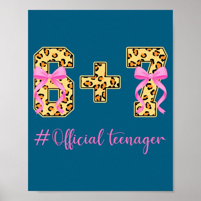 13th Birthday Girl Nk Coquette Bow Leopard 6+7 Yea Poster (Framsidan)