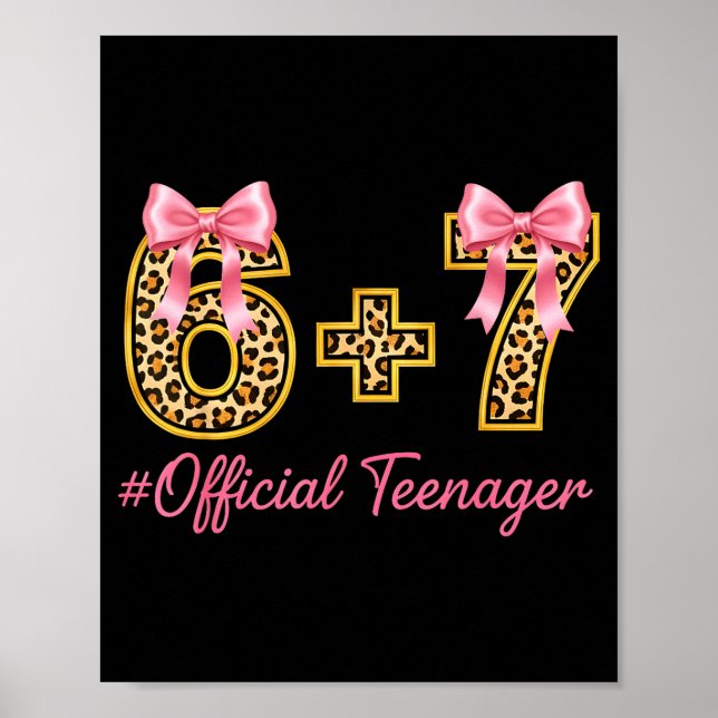13th Birthday Girl Nk Coquette Bow Leopard 6+7 Yea Poster (Framsidan)