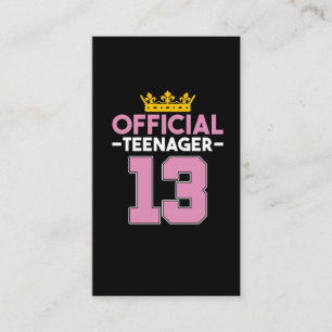 13th Birthday Girl Princess Officiell Teenager Visitkort