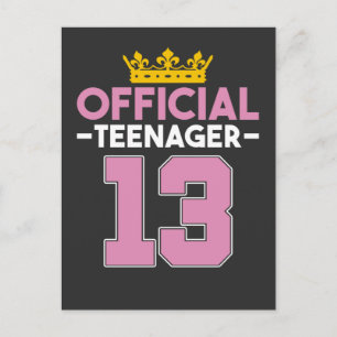 13th Birthday Girl Princess Officiell Teenager Vykort