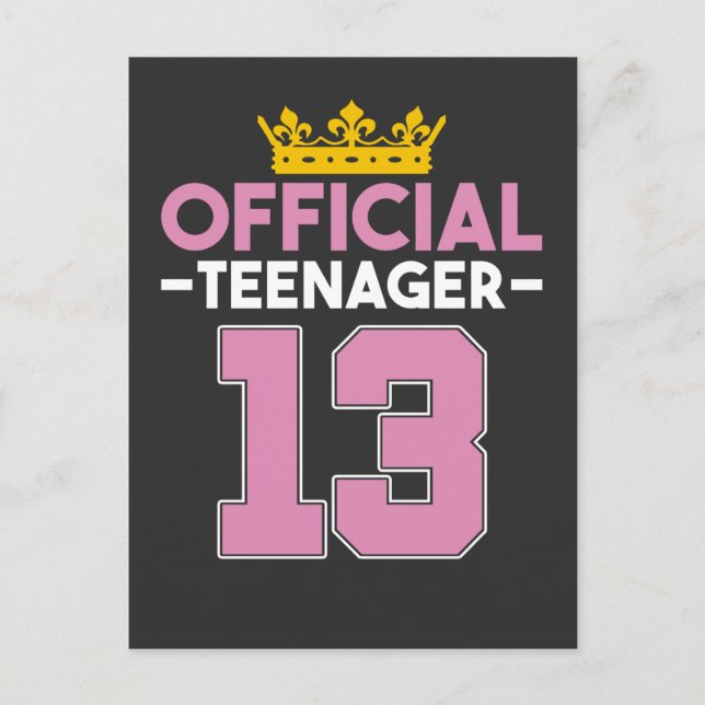13th Birthday Girl Princess Officiell Teenager Vykort (Framsida)