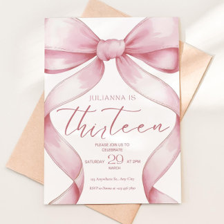 13th birthday invitation girl Pink Coquette Invite Inbjudningar