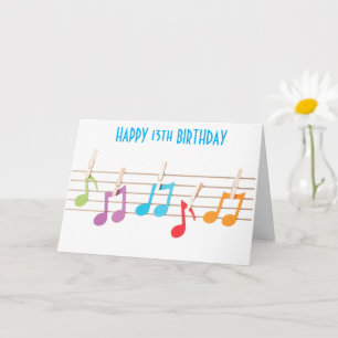 **13th BIRTHDAY** MUSIK NOTER BIRTHDAY ÖNSKEMÅL Kort