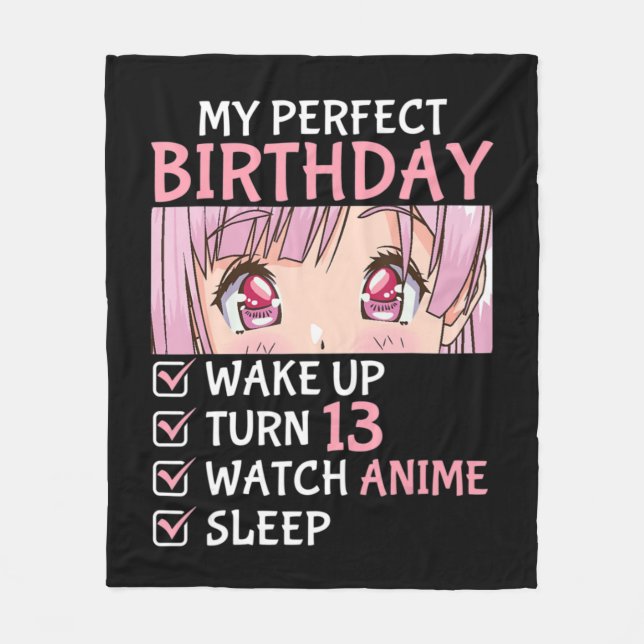 13th Birthday Watch Anime 13 Years Old Anime Teen  Fleecefilt (Framsidan)