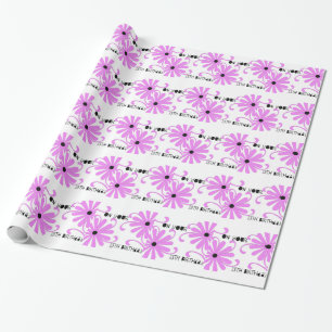 13th födelsedag, ljusa rosa blommor, gåvasjal. presentpapper