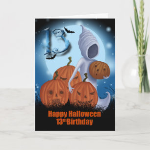 13th FödelsedagHalloween spöke och pumpor Kort