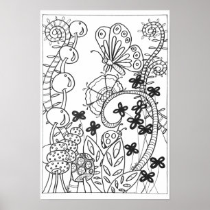 13x19-färgning poster fjäril