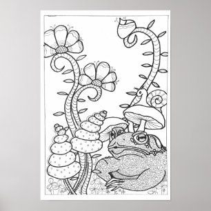 13x19-färgning poster med en groda