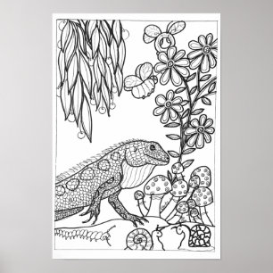 13x19-färgning poster med ödla