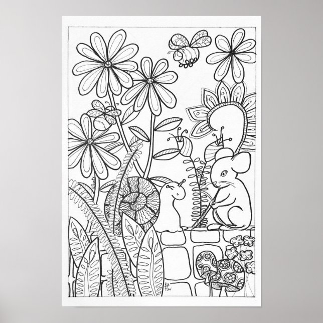 13x19-färgning poster mus och snigel (Framsidan)