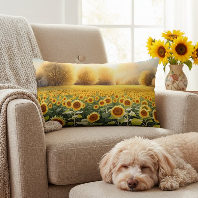 13x21 Gul Solros Solnedgångs Dekorationskudde Lumbarkudde (Sunflower Lumbar Pillow🌻 Nature's Glow in Your Home! 🌞)