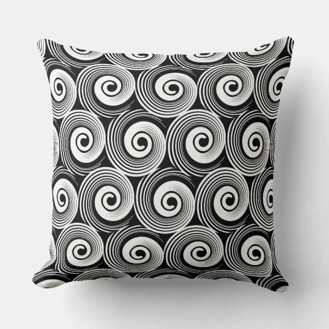 140216 Spiral - Svartvit Kudde (Framsida)