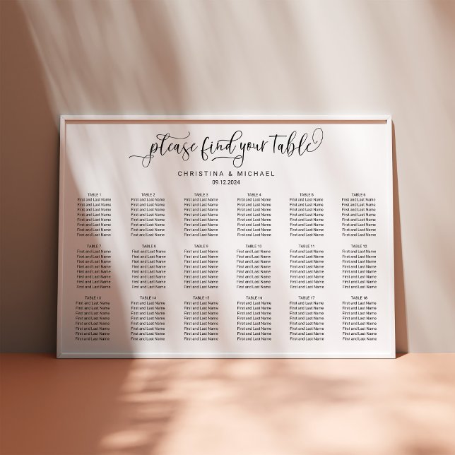 140-150 Guests 18 Bord Vågrät Sittplatsdiagram Poster (Skapare uppladdad)