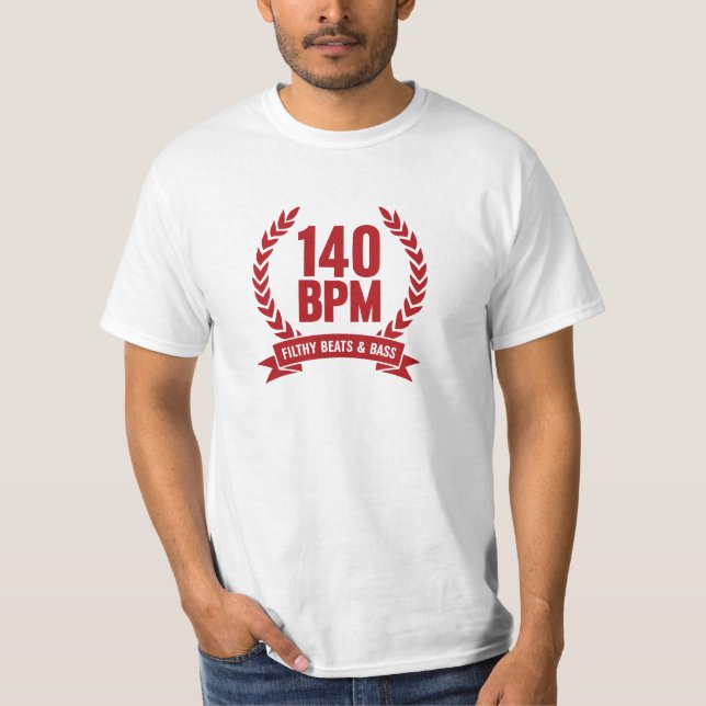 140 nedsmutsada takter & bas- T-tröja röda Dubstep Tee (Framsida)