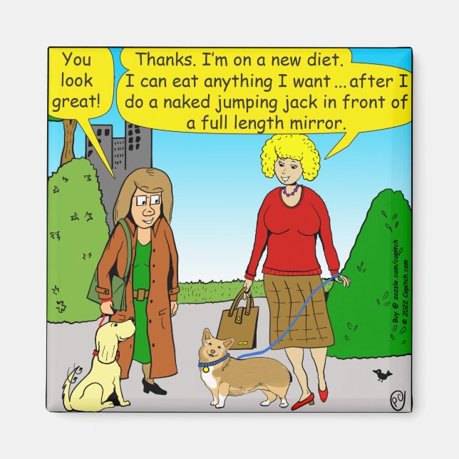 1411 Jumping Jack Diet Tecknad Magnet (Framsidan)