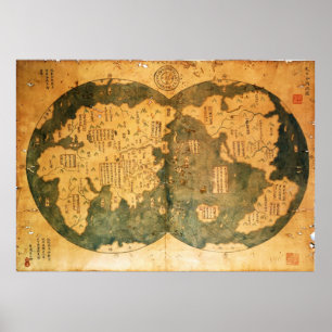 1418 kinesiska världskarta av Gavin Menzies Poster