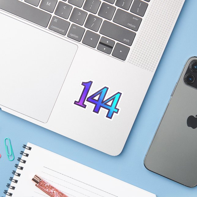 144 Änglanummer Bekräftelse Klistermärken (Laptop med iPhone)