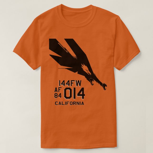 144:e FW Fighter Vinge F15 Militär Pilot Kaliforni T Shirt (Design framsida)