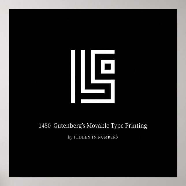 1450 Gutenberg flyttbart typsnitt minimalistiskt  Poster (Framsidan)