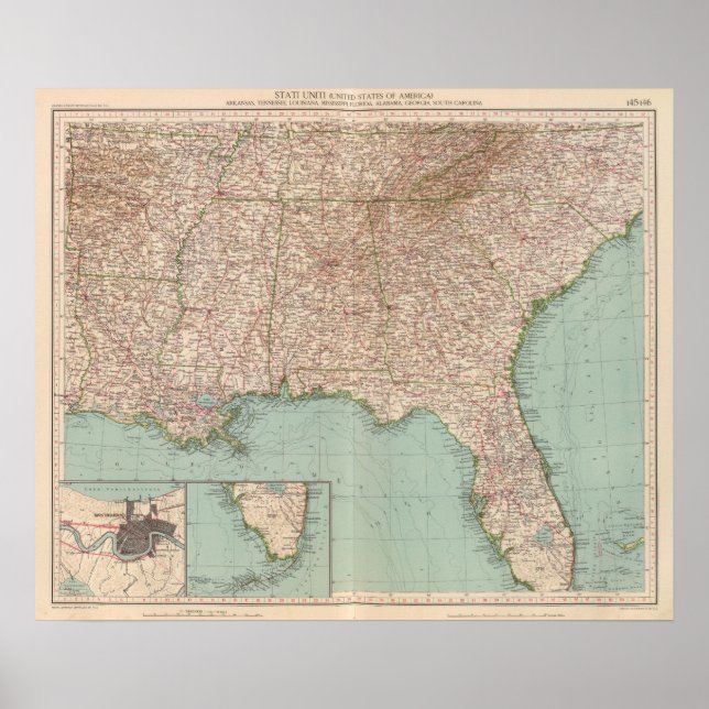 14546 Ark, Tenn, La, Miss, Fla, Ala, Ga, SC Poster (Framsidan)