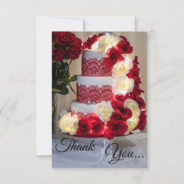 1458-Bröllopstårta, brudbukett, ringar och slöja Tack Kort