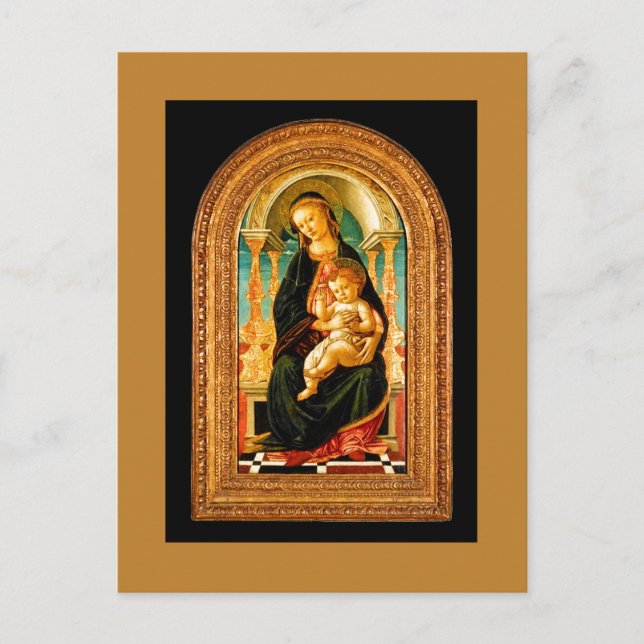 1470 Botticelli Madonna och barn Enthroned Helg Vykort (Framsida)
