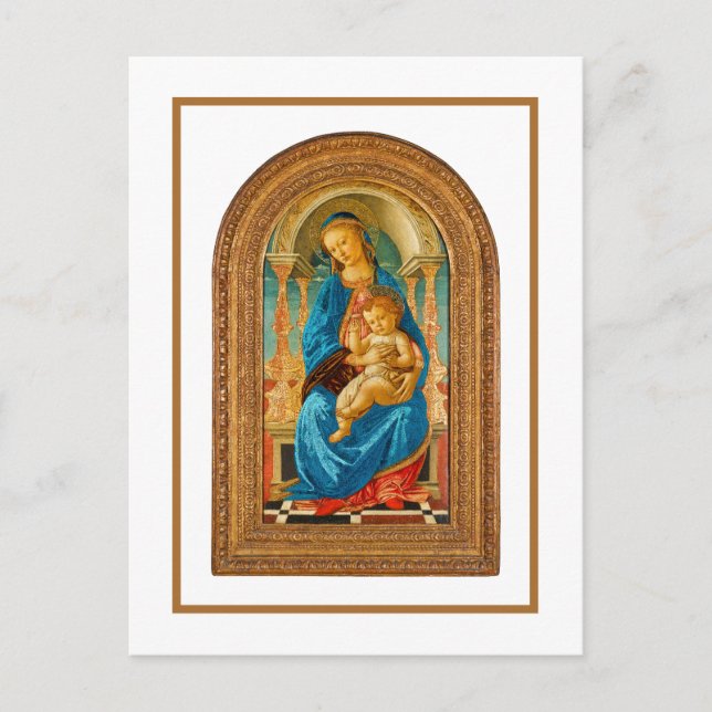 1470 Botticelli Madonna och barn Enthroned Vykort (Framsida)