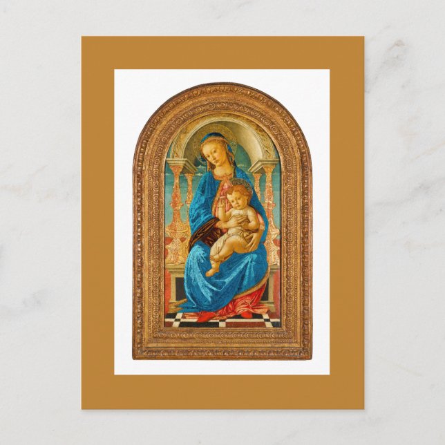 1470 Botticelli Madonna och barn Enthroned Vykort (Framsida)