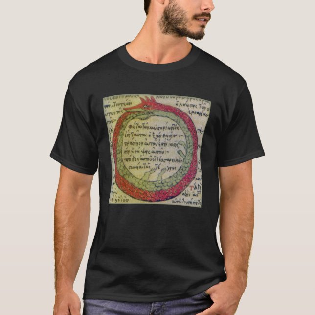 1478 symbol of the old alchemist Ouroboros T Shirt (Framsida)