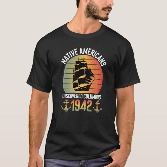 1492 Amerikaner upptäckte Columbus retro su T Shirt (Framsida)